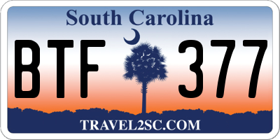SC license plate BTF377