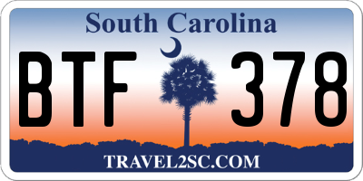 SC license plate BTF378