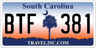 SC license plate BTF381