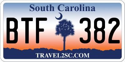 SC license plate BTF382