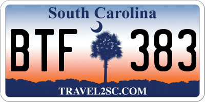 SC license plate BTF383