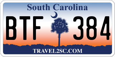 SC license plate BTF384