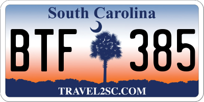 SC license plate BTF385