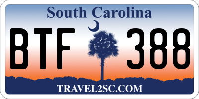 SC license plate BTF388