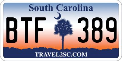 SC license plate BTF389
