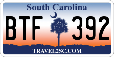 SC license plate BTF392