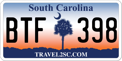 SC license plate BTF398