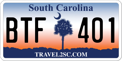 SC license plate BTF401