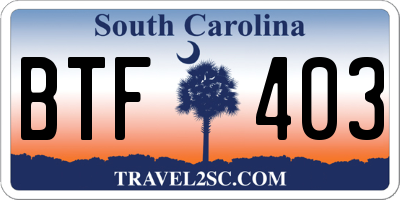 SC license plate BTF403