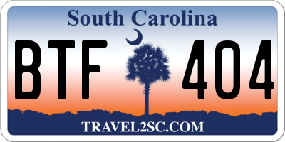 SC license plate BTF404