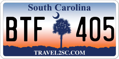 SC license plate BTF405