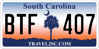 SC license plate BTF407