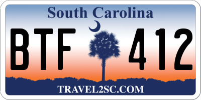 SC license plate BTF412