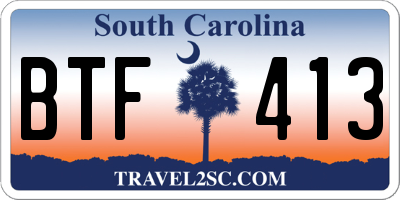 SC license plate BTF413