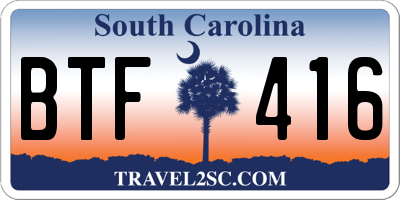 SC license plate BTF416
