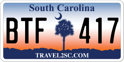 SC license plate BTF417