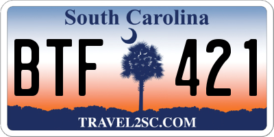 SC license plate BTF421