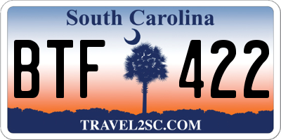 SC license plate BTF422