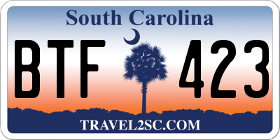 SC license plate BTF423