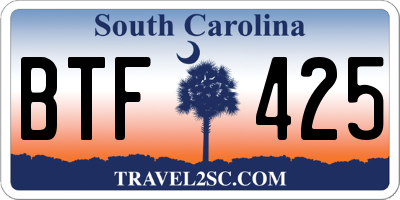 SC license plate BTF425