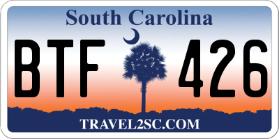 SC license plate BTF426