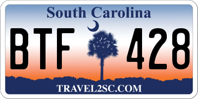 SC license plate BTF428