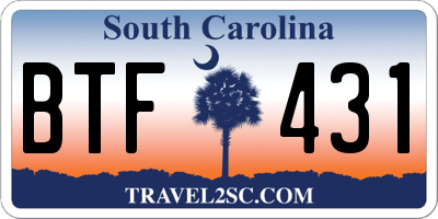 SC license plate BTF431
