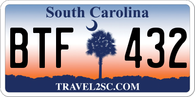 SC license plate BTF432