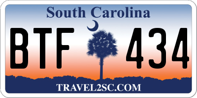 SC license plate BTF434