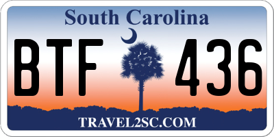 SC license plate BTF436