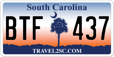 SC license plate BTF437