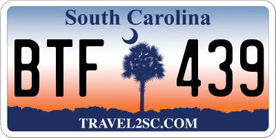 SC license plate BTF439