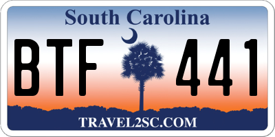 SC license plate BTF441