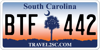 SC license plate BTF442