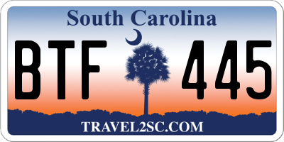 SC license plate BTF445