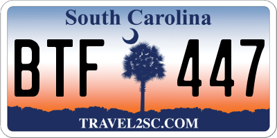 SC license plate BTF447