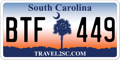 SC license plate BTF449