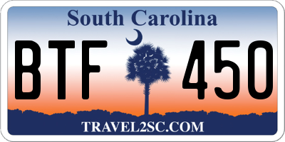 SC license plate BTF450