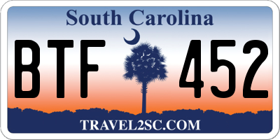 SC license plate BTF452