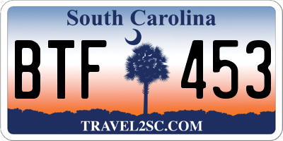 SC license plate BTF453