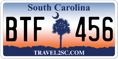 SC license plate BTF456