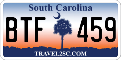 SC license plate BTF459