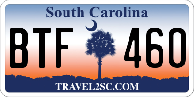 SC license plate BTF460
