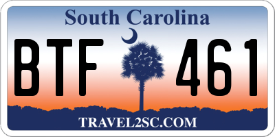 SC license plate BTF461