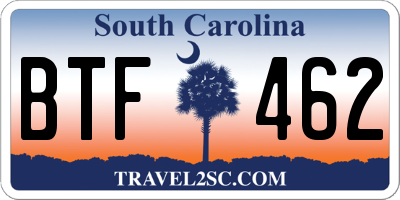 SC license plate BTF462