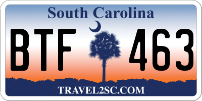 SC license plate BTF463