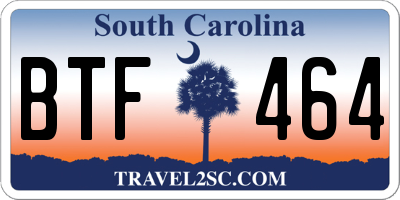 SC license plate BTF464