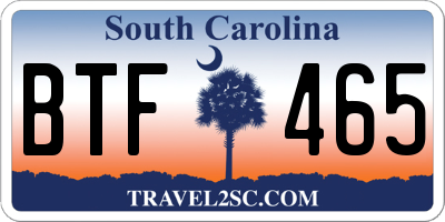 SC license plate BTF465