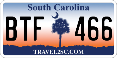 SC license plate BTF466