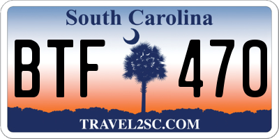 SC license plate BTF470